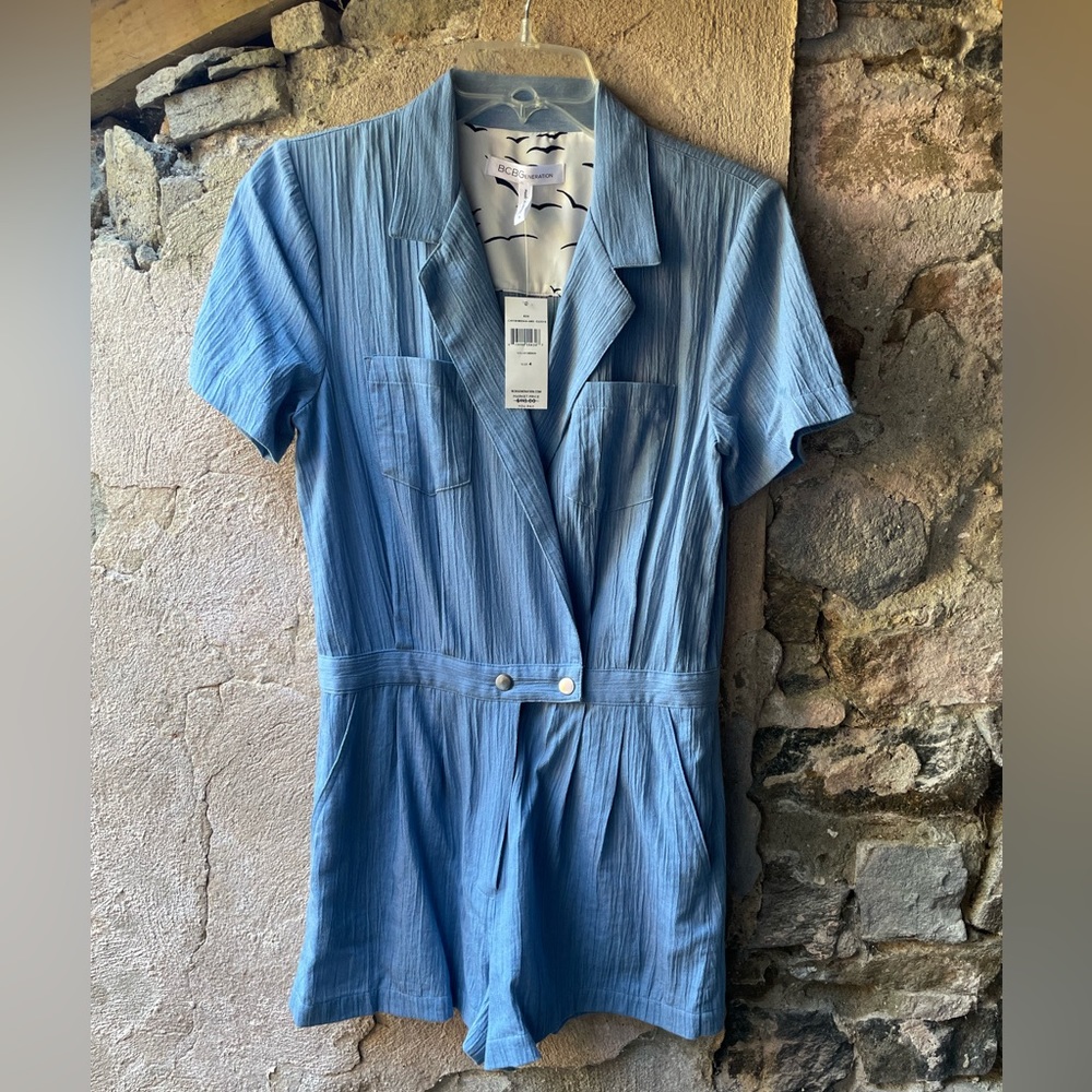 ✨NEW✨ BCBG Baby Blue Romper Shorts with Pocket Details
